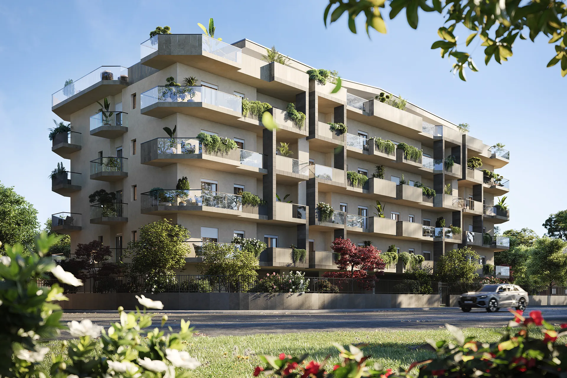 Nuove residenze Rondò Living immerse nel verde della Bufalotta con terrazzi e giardini privati